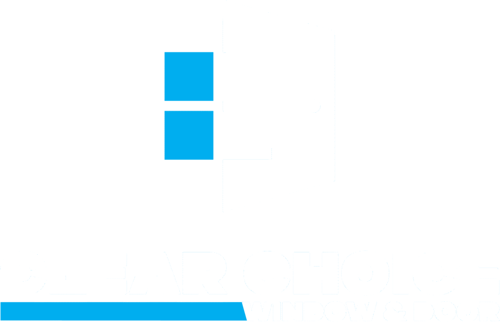 Clear Choice Window & Door logo featuring a stylized window and door design, emphasizing window and door replacement and repair services in Indiana.