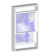 Double-hung window illustration showing two operable sashes for versatile airflow and easy cleaning, relevant to window installation services.