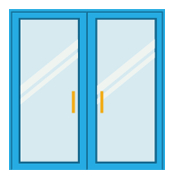 Stylish double-opening patio door with smooth-glide operation, enhancing indoor-outdoor flow and natural light.